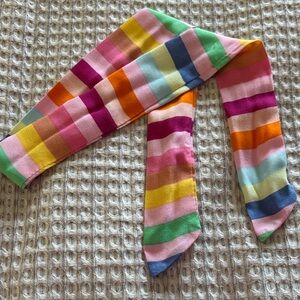 Colorful wide striped skinny scarf purse tie/ hair tie/ neck tie
